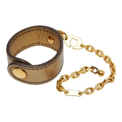 Hermes Nomad Glove Holder Gold Leather Plated Ladies Used