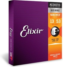 Elixir 80/20 Bronze Acoustic Guitar Strings NANOWEB Coating HD Light .013-.053