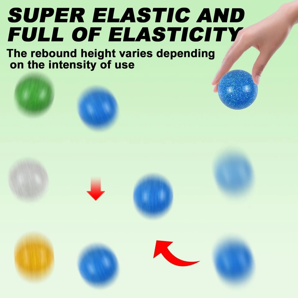 24 piezas bolas hinchables brillantes para niños, 32 mm 6 colores bolas de rebote de goma a granel para Foto 4 de 4