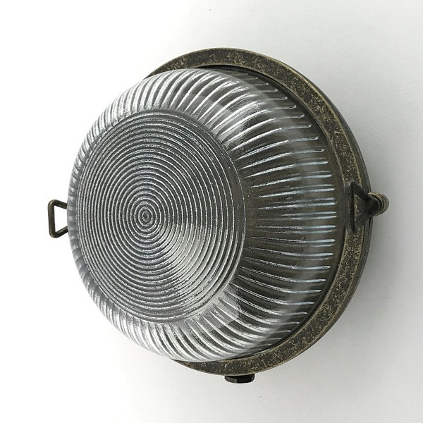 AußEn Lampe Klein Rund Ø 17,5Cm IP64 Messing Glas E27 Feuchtraum Keller Leuchte-image