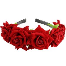 Red Flower Headbands for Women Rose Mexican Flower Crown Rose Headband Halloween