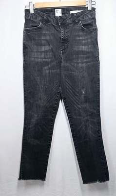 And/Or High Sierra Straight Cropped Jeans Gr. 10 Distressed Schwarz 
