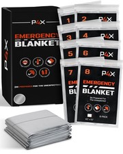 PREPARED4X 8-Pack Mylar Emergency Blanket - Mylar Blankets Survival Thick Reu...