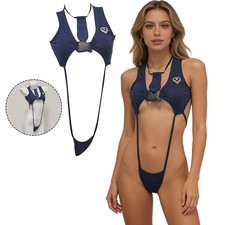 Womens Policewoman Adult Bodysuit Bathing Jumpsuit Micro Costumes Valentine