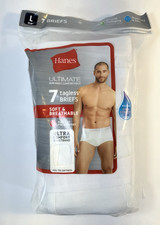 Hanes Ultimate Tagless Men's Briefs size Large pk of 7 White 36-38" NEW