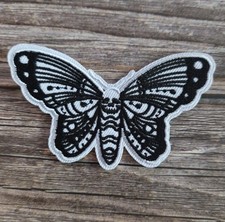 Skull Skeleton Moth Butterfly Gothic Embroidered Iron on Patch