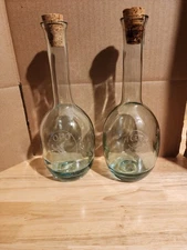 Clear glass oil and vinegar cruets w/cork stoppers made by Vietri Made In Italy
