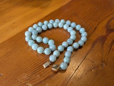 Vintage 14K Yellow Gold Lavender Jadeite Bead Necklace Silk Hand Knotted
