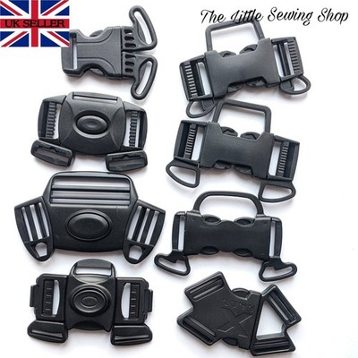 Schwarz Multi Point Kunststoff Seite Schnellverschluss Schnalle Gurt Clip Ersatz