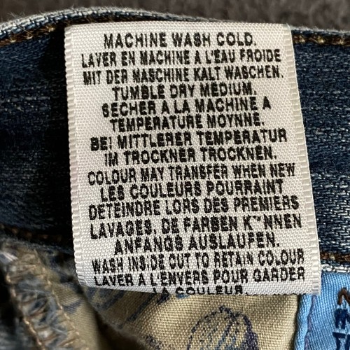 Jean vintage Y2K 00s dorado signo Passion tiro bajo corte boot acampanado 28 azul hecho en EE. UU. - Imagen 17 de 17