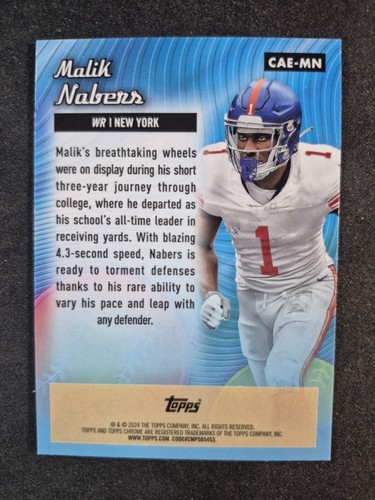 Scheda Rookie Rifrattore 2024 Topps Chrome Football Malik Nabers All-Etch Lazer - Foto 2 di 2