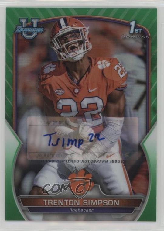 2022 Bowman U Chrome Prospect Green Refractor 5/99 Trenton Simpson #45 Auto 1eu9