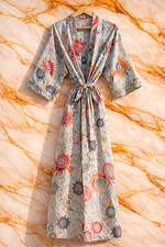Indian Cotton Kimono Robes Dressing Gown, Floral Block Print Bridesmaid, Summer