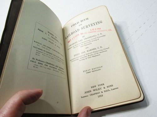 1910 1st ed. 1st 1000 RAILROAD SURVEYING Crandall & Barnes - Picture 8 of 12