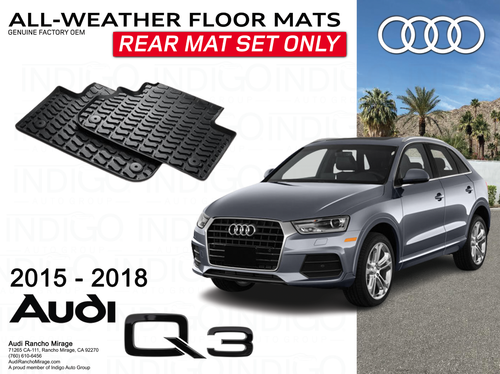 Genuine Audi Q3 All Weather Rear Floor Mat Set Rubber Black OEM 8U0061511A041
