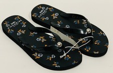 COACH COH FLIP FLOPS AUTHENTIC BLACK FLOWERS SZ 6 NEW 65