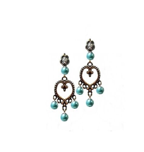 Pendientes Amor Corazón Candelabro Gota Boho Bronce Con Perlas, ELECCIÓN DE COLOR - Imagen 4 de 16
