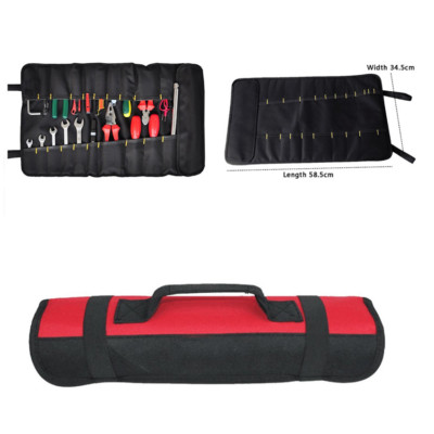 Car Red Repair Tool Roll Holder Bag Storage Pocket Socket Pouch