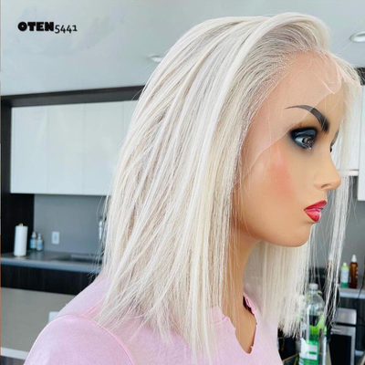 #ad Medium Bob Straight Light Blonde Lace Front Synthetic Hair Wigs For Women Daily $42.19