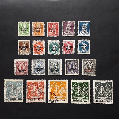 DEUTSCHLAND WEIMAR 1920/ BAYERN ÜBERDRUCKT, SERIE C/TA MIT 20 WERTEN, GEBRAUCHT