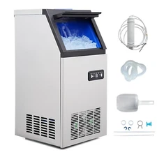 Commercial Ice Maker Machine 120 lbs/24 Hours with 24lbs Storage Bin 45 Ice Tray