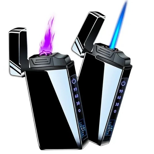 Power Display USB Charge Plasma Butane Gas Lighter With Flashlight 3in1 Jet - Picture 7 of 30
