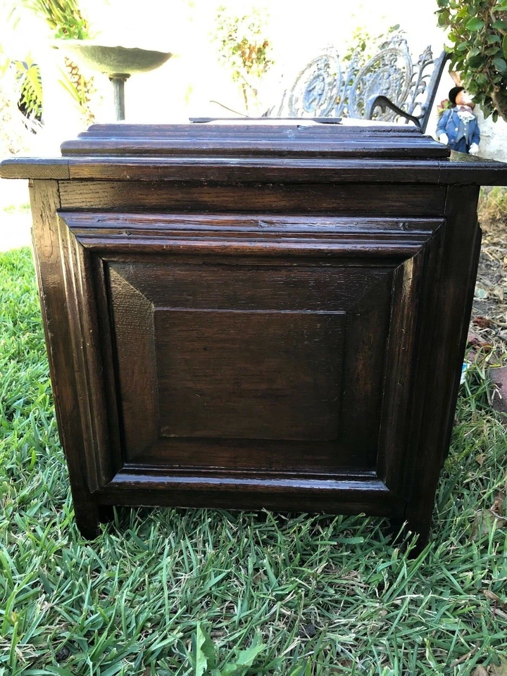 Vintage Midcentury Solid Wood Chest Table - Image 2 of 4