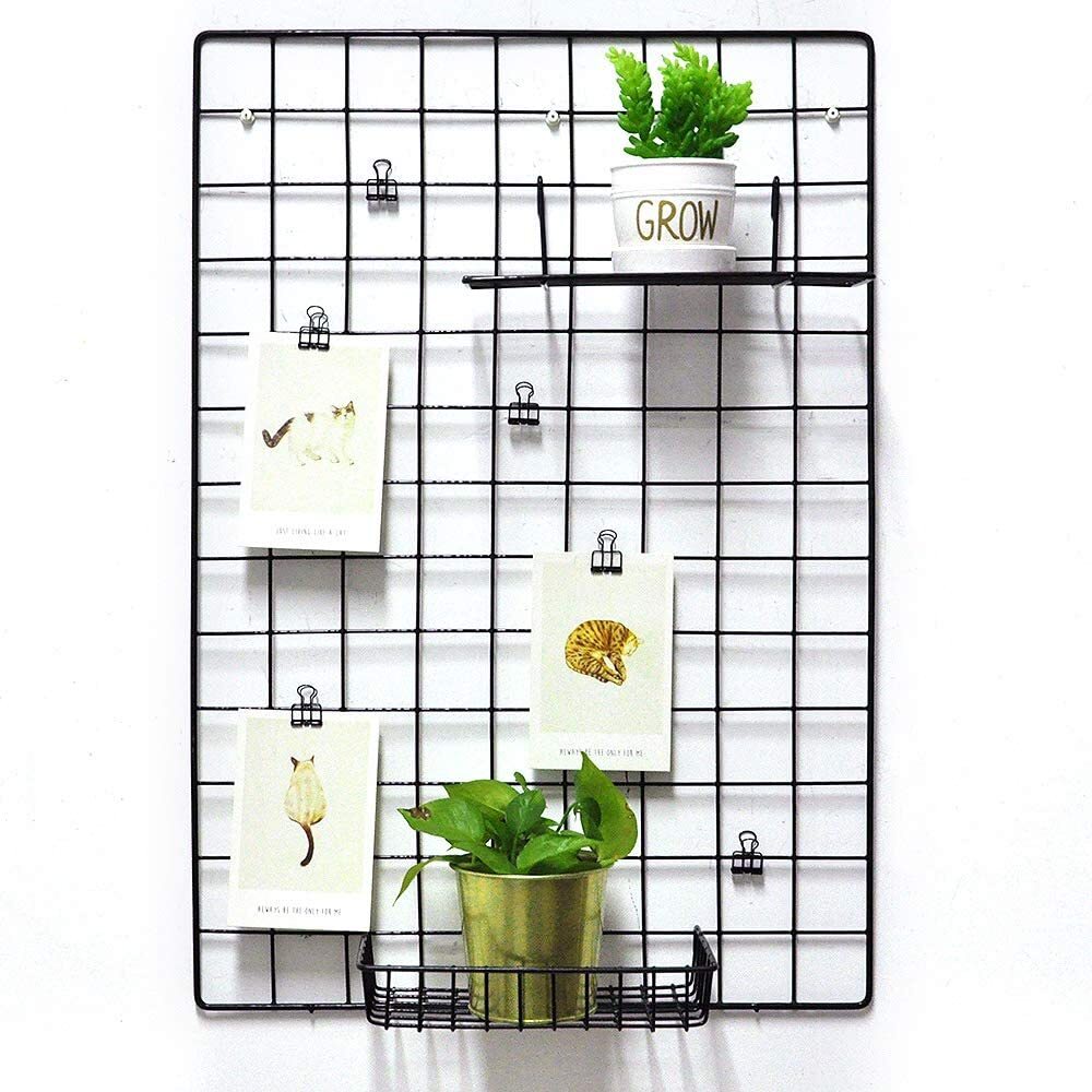 Set of 2, Wire Hanging Plant Basket, Multi Purpose Black Wire Grid