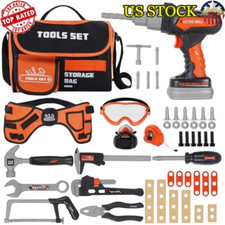 Kids 48PCS Tool Set W/ Electric Drill Tool Bag Belt STEM Learning Toys New