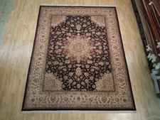 8x10' Tabreez Wool & Silk Fine Quality Rug BLACK #PIX-18622