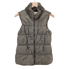 Dylan True Grit Reversible Puffer Vest Womens Olive Faux Fur Soft Shell Size XS