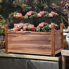 Solid Pine Wood Outdoor Raised Bed Grow Planter Containers for Patio Garden UK