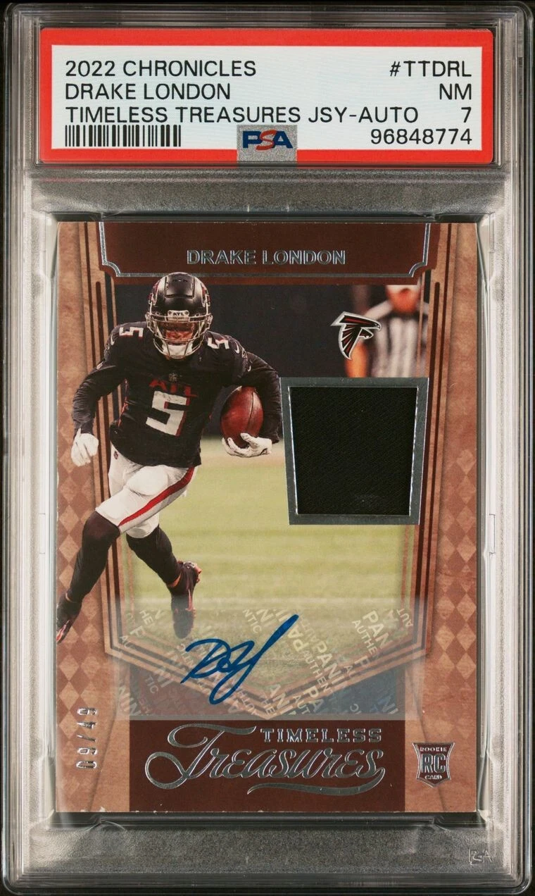 Drake London Panini Chronicles Timeless Treasures Jersey #TTDRL Autograph