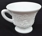 Set of 6 Vintage Colony Harvest Grape Milk Glass Footed Tea Cups Mug Indiana