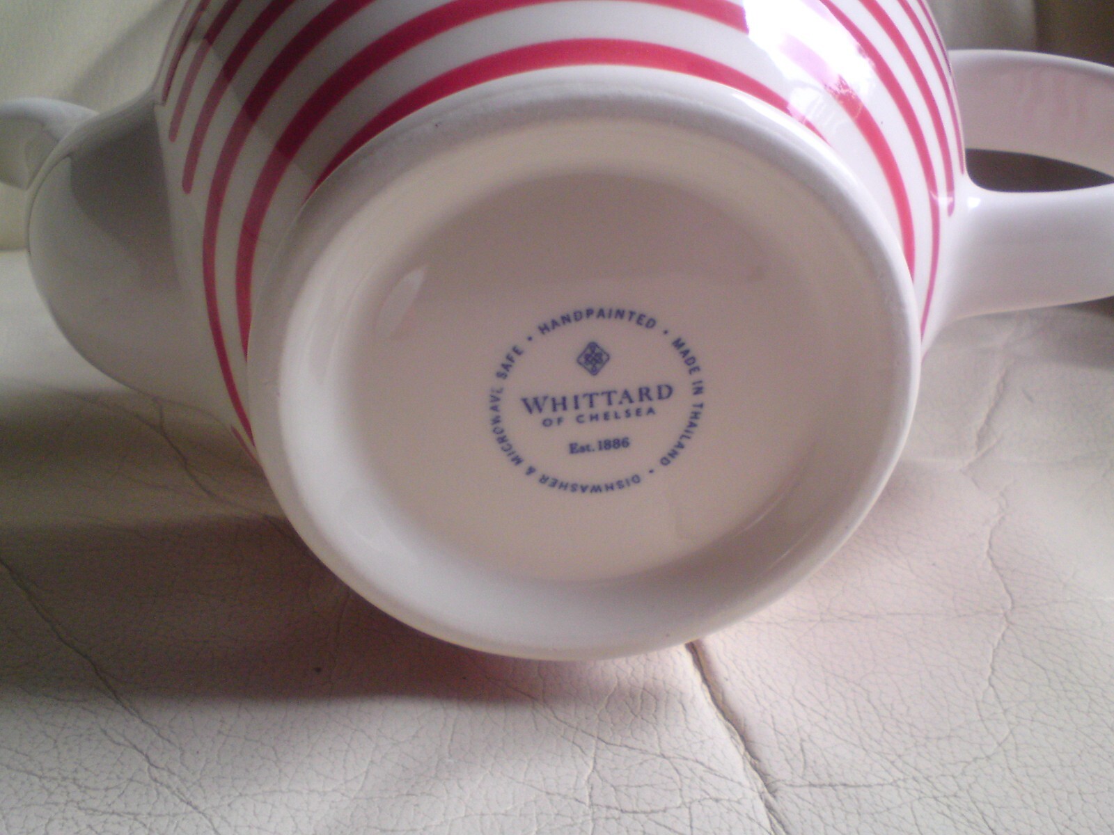 Whittard of Chelsea Hand Painted Large Teapot Red and White Stripes