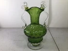 Vintage Rare Venetian Murano Glass Vase Green 6” Tall W/Original Label