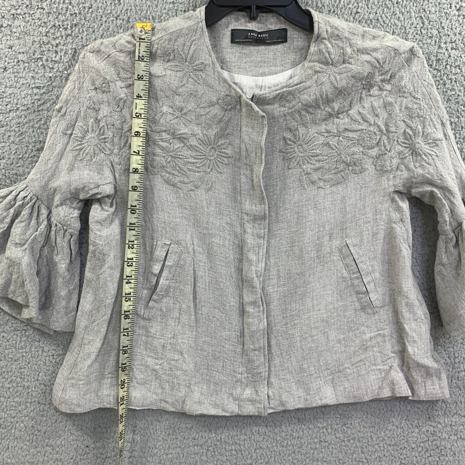 Zara Basic Jacket Shacket Wool Blend Embroidered … - image 3