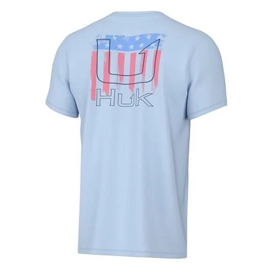 Boys' Short Sleeve Performance Tee, Kids Fishing Large Huk Salute - Ice Water