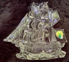 Vintage Waterford Lead Crystal Sailing/Pirate Ship Sculpture/Paperweight 6" T