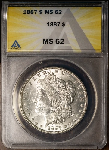 1887 $1 Silver Morgan Dollar MS 62 New ANACS # 7432924 + Bonus