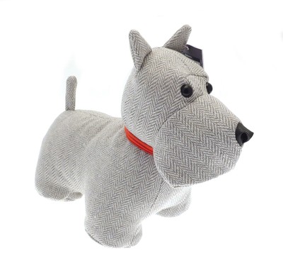 grey dog doorstop