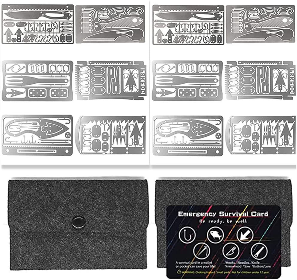 12 Pcs Survival Multitool Card Emergency Camping Tool EDC Kit in Your Wallet Out