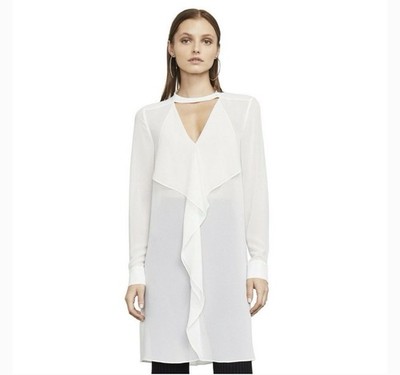 Bcbgmaxazria Sheer Off White Ruffled Shailene Tunic Size Small