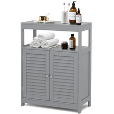 GYMAX Bathroom Floor Cabinet Free Standing Storage Organiser