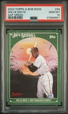 WILLIE MAYS #/75 2023 TOPPS X BOB ROSS JOY OF BASEBALL SAP GREEN GEM MINT PSA 10