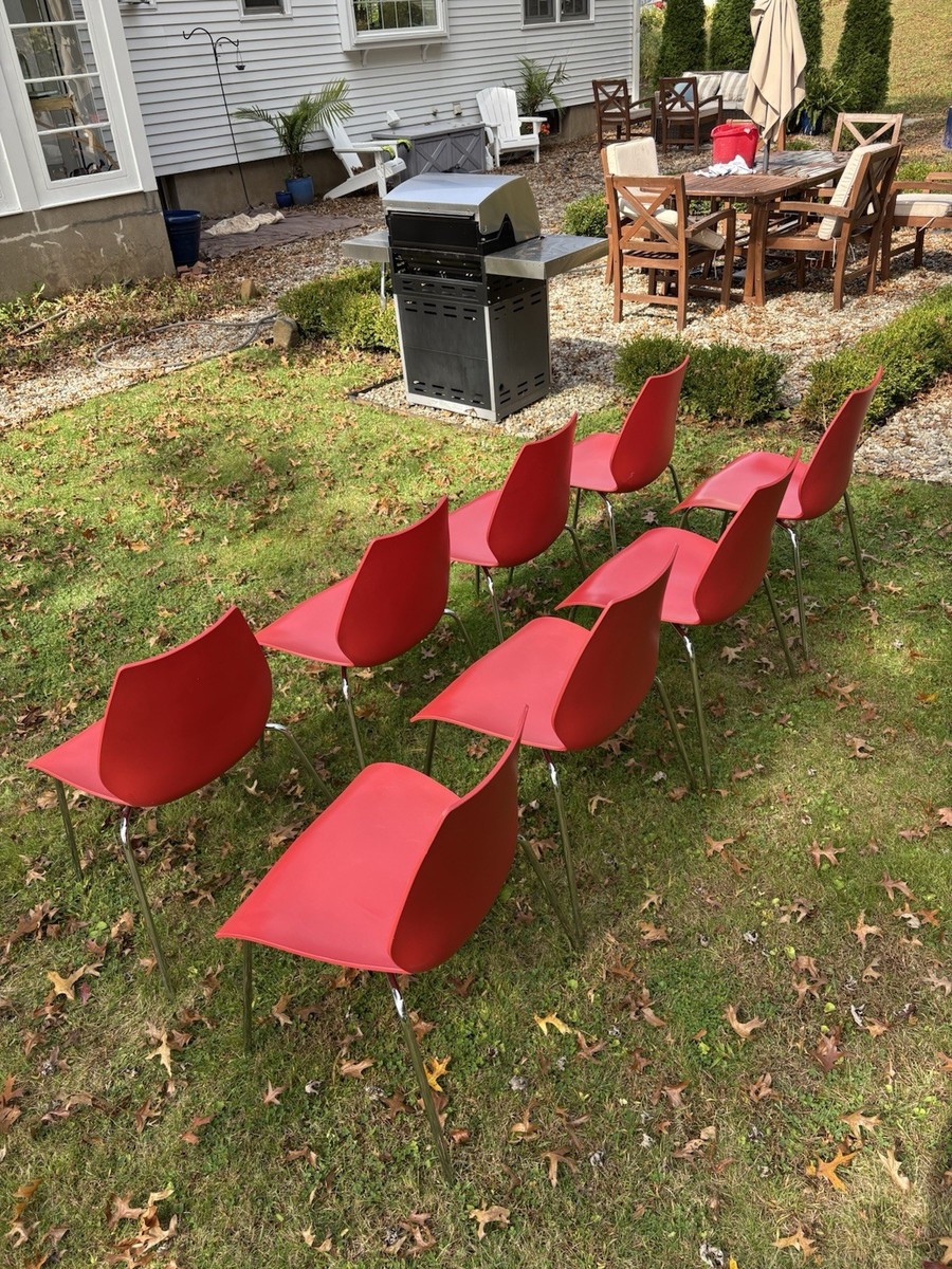 8 X Kartell Stackable MAUI Chairs by Vico Magistretti Red . Sold