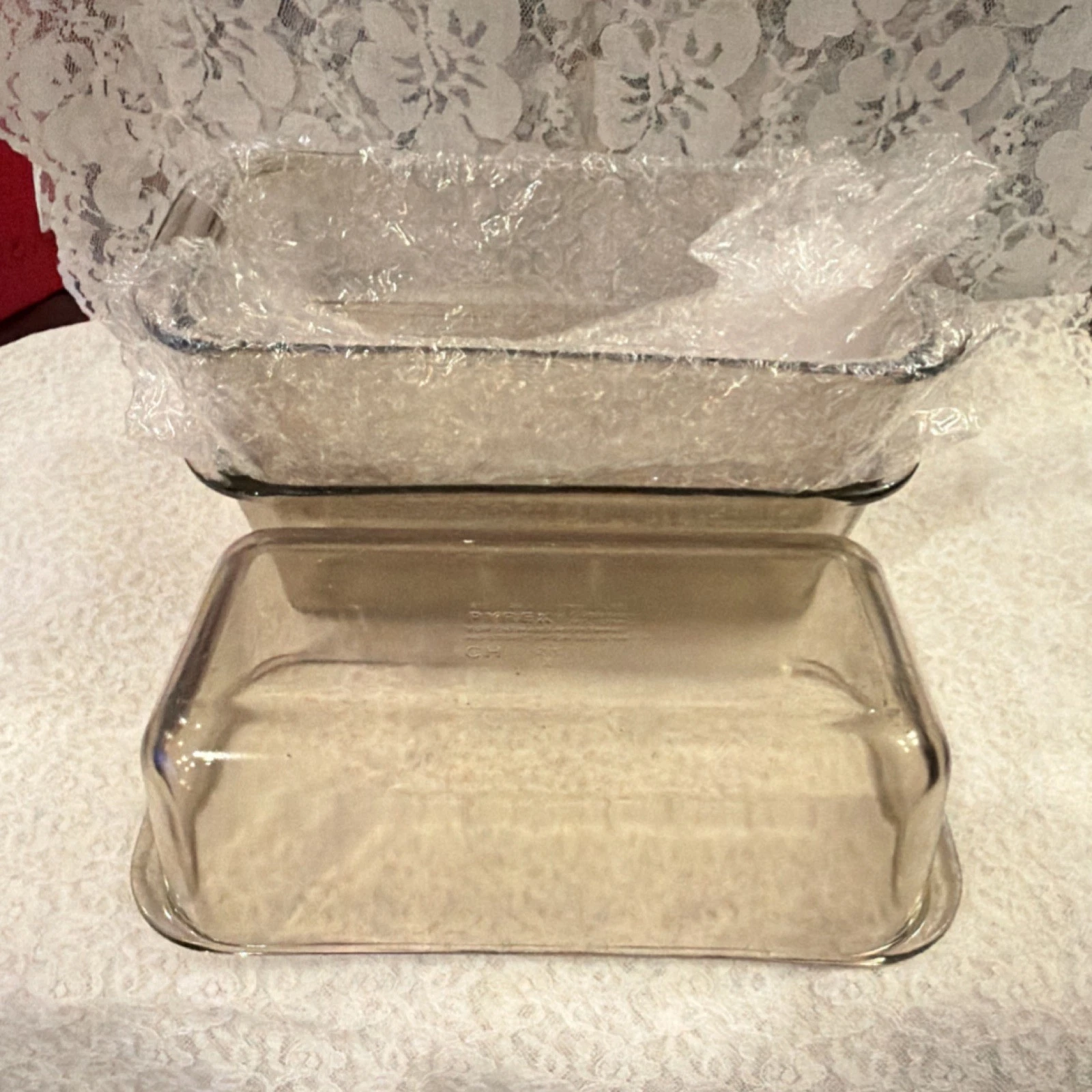 PYREX Clear Glass Loaf Pan Set 1.5 qt Model 213 Microwaveable Oven Safe 3-Piece