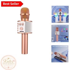 Rose Gold Wireless Bluetooth Karaoke Microphone 3-in-1 Speaker for All Phones