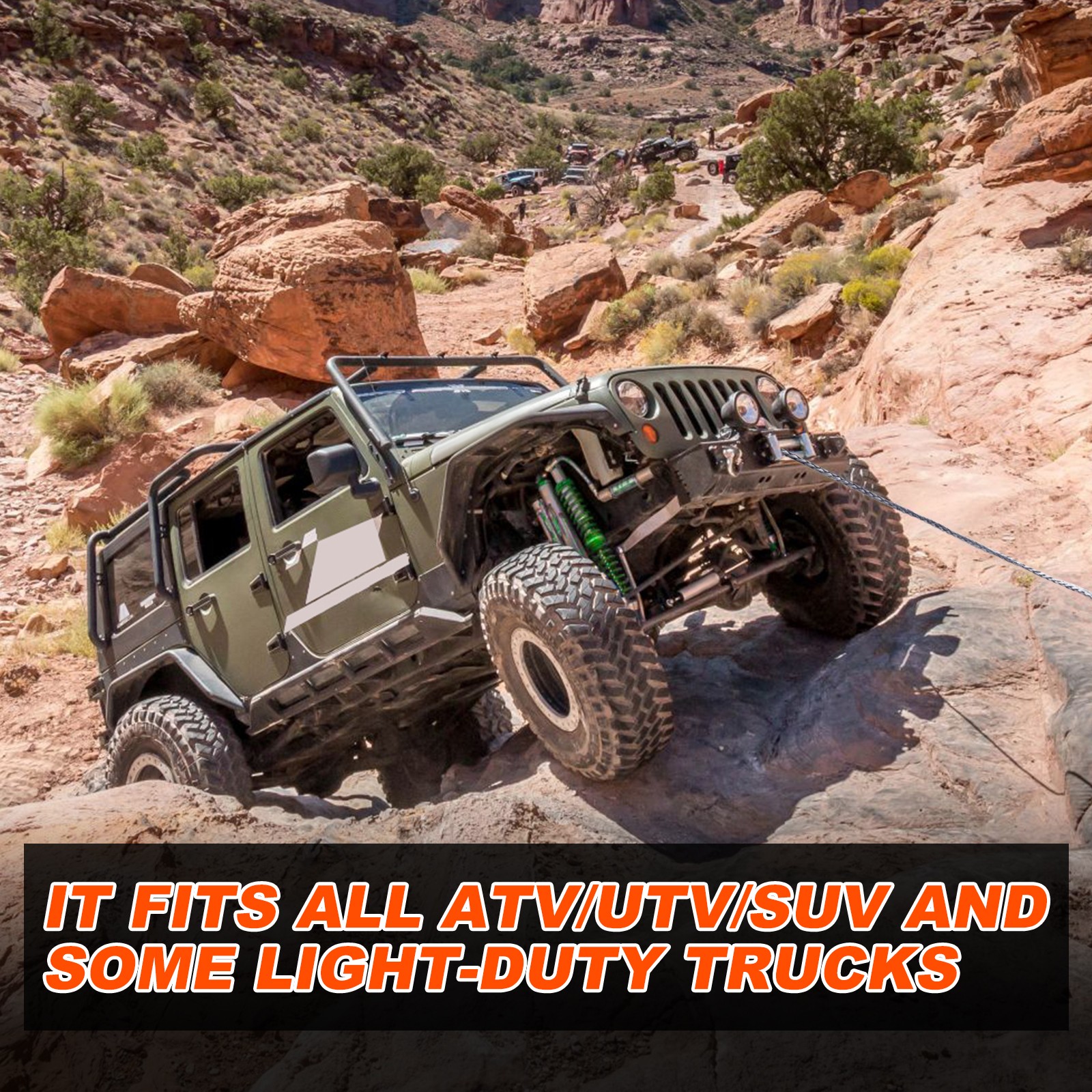 SPARKWHIZ 1/4" x 50' Synthetic Winch Rope Cable 10000lbs w/Sleeve + Winch Hook