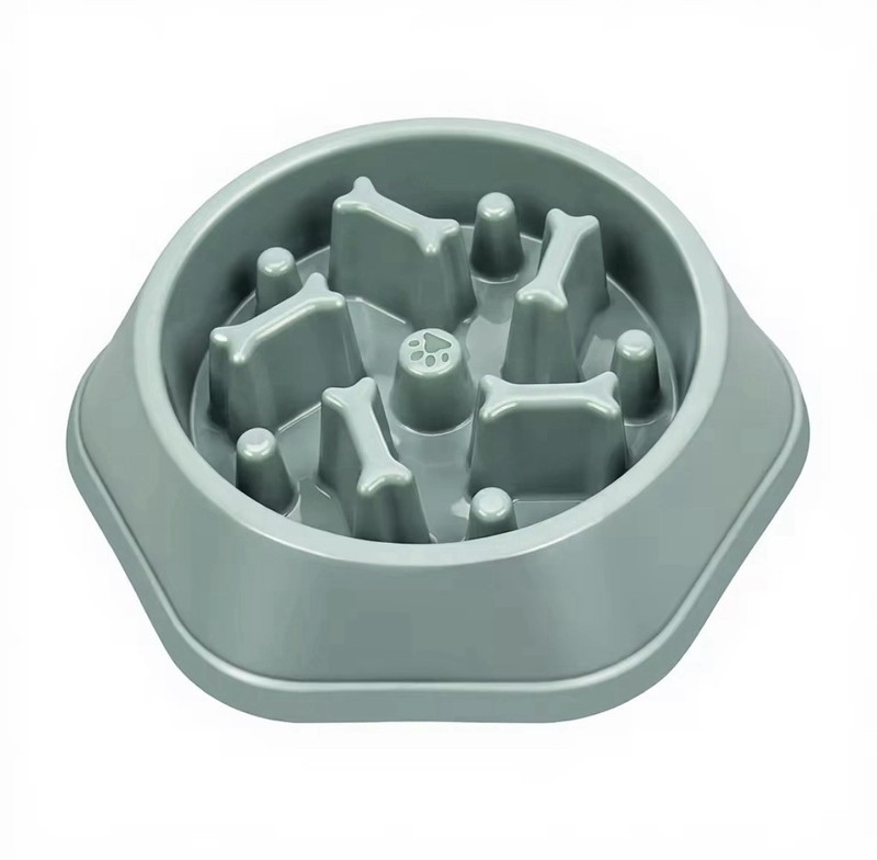 Green Plastic Slow Feeder Dog Bowl, Bone Pattern, Slow Feed, 1 Bowl Adult